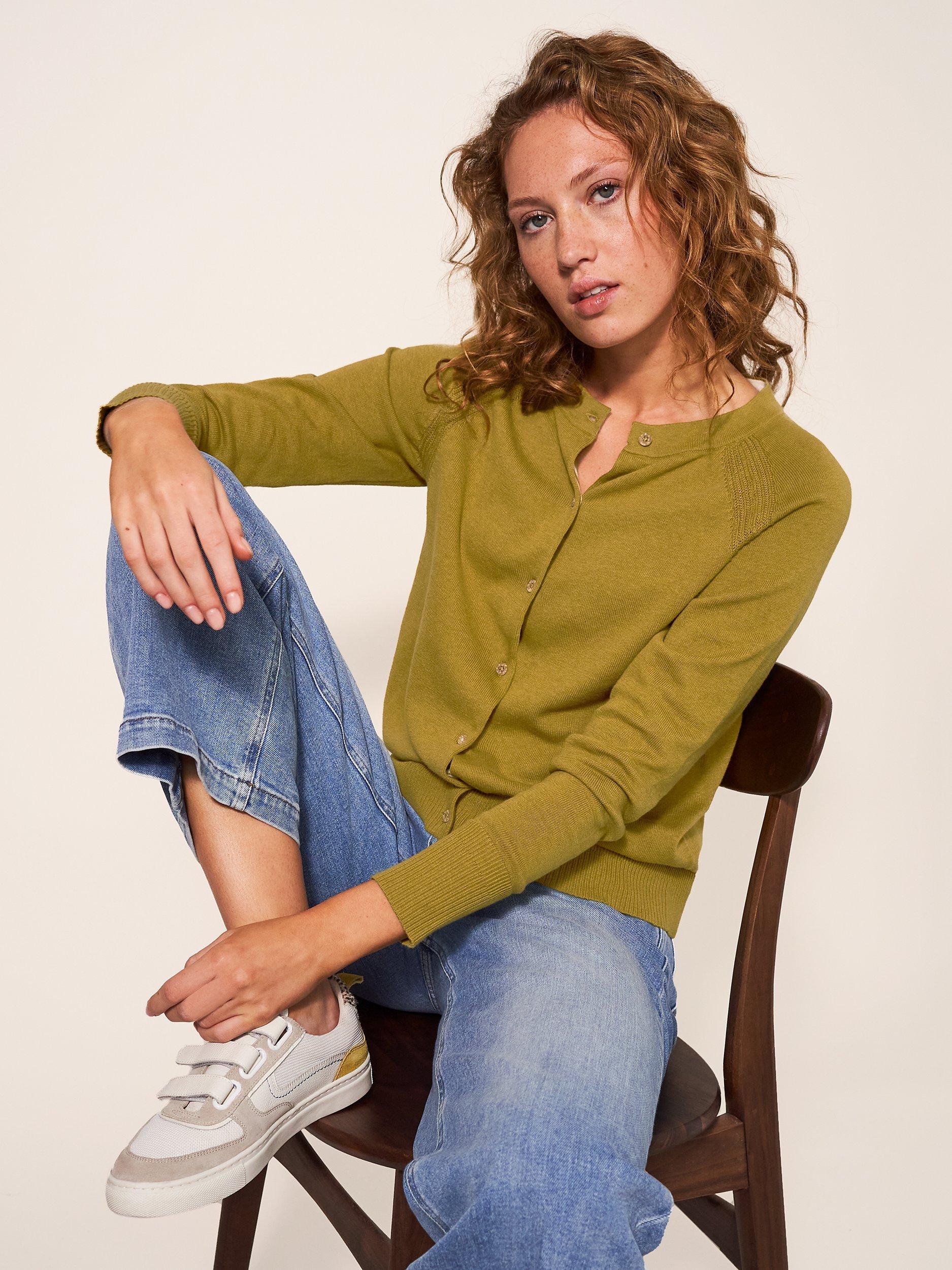 White Stuff Lulu Cotton Button Up Cardigan, Mid Chart