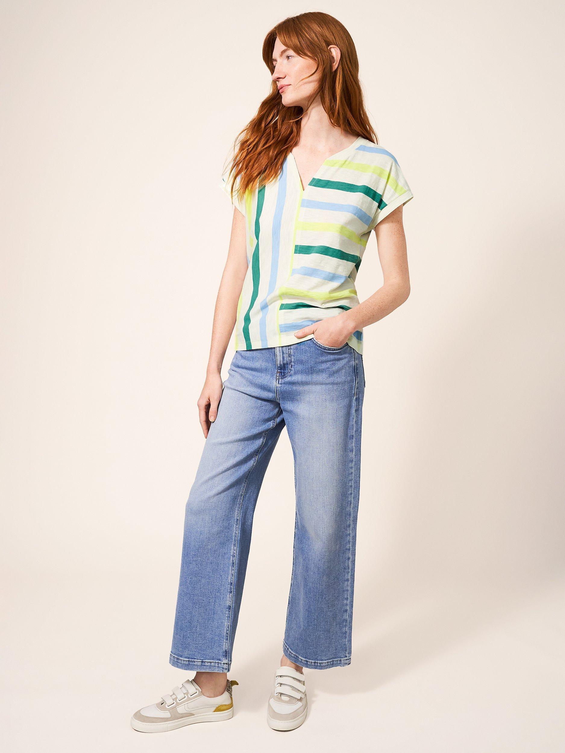 White Stuff Nelly Notch Neck Top, White/Multi