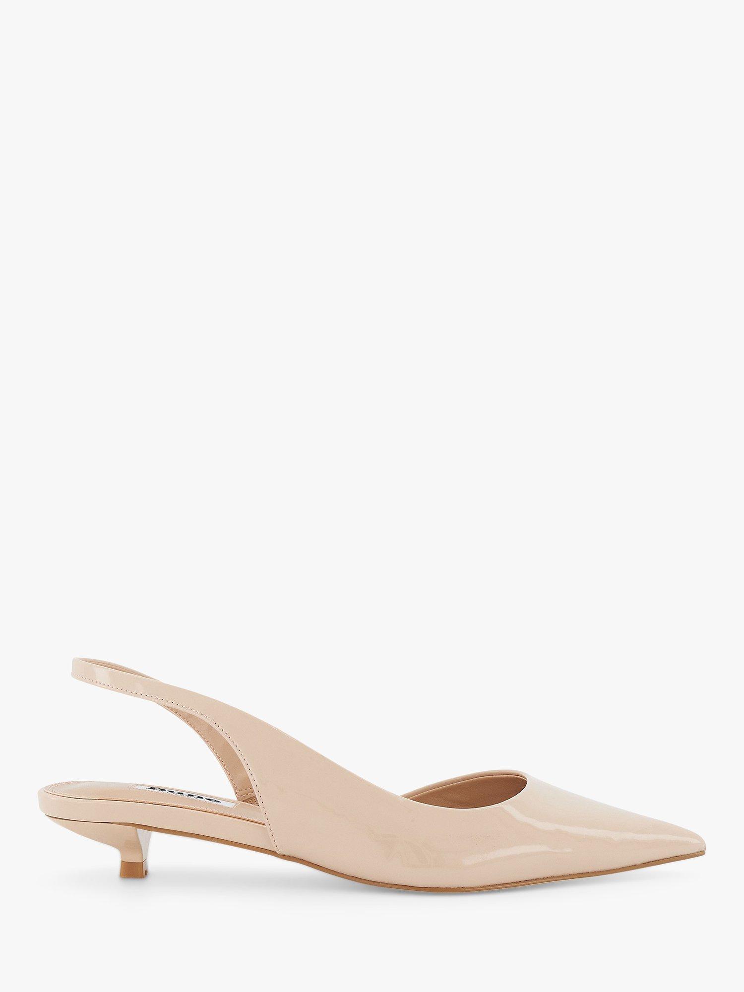 Dune Calmer Kitten Heel Slingback Shoes, Nude -patent