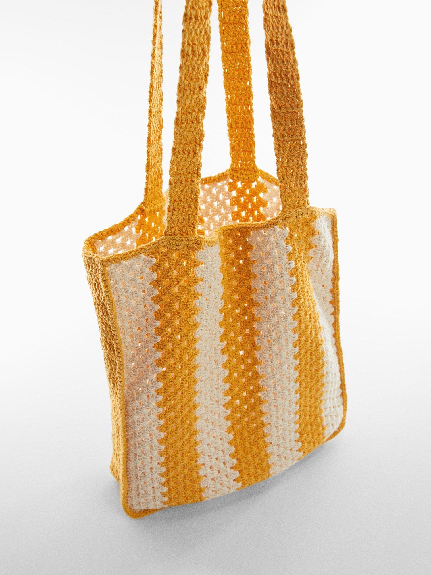 Mango Paloma Two-Tone Crochet Bag, Medium Yellow, One Size