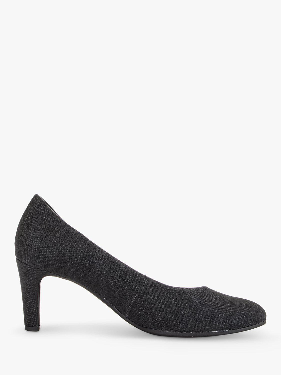 Gabor Edina Heeled Embellished Court Shoes, Black Glitter