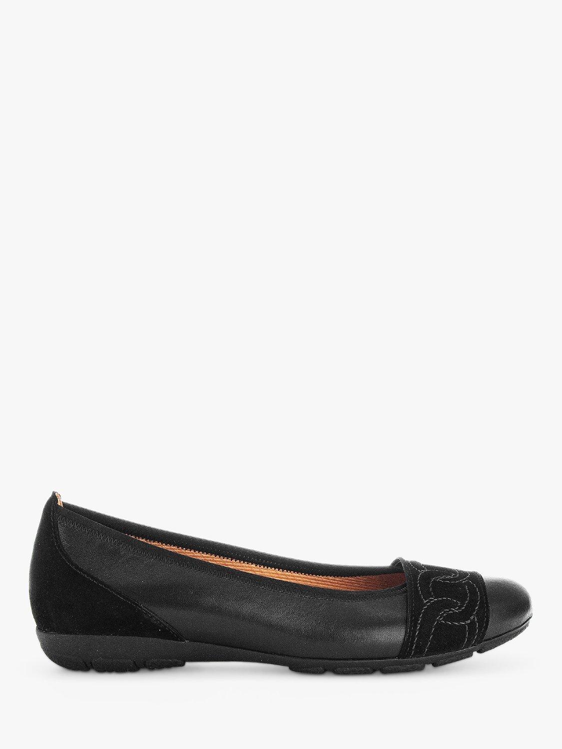 Gabor Resemblance Leather Ballerina Pumps, Black