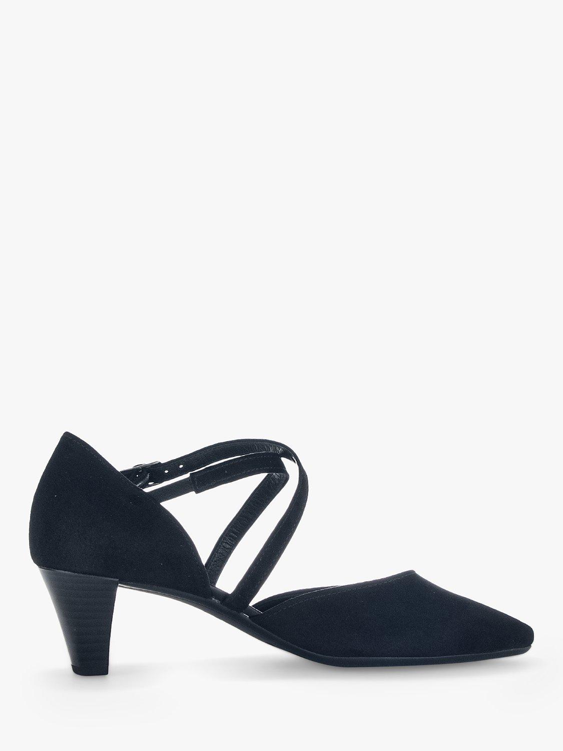 Gabor Callow Cross Strap Court Shoes, Black
