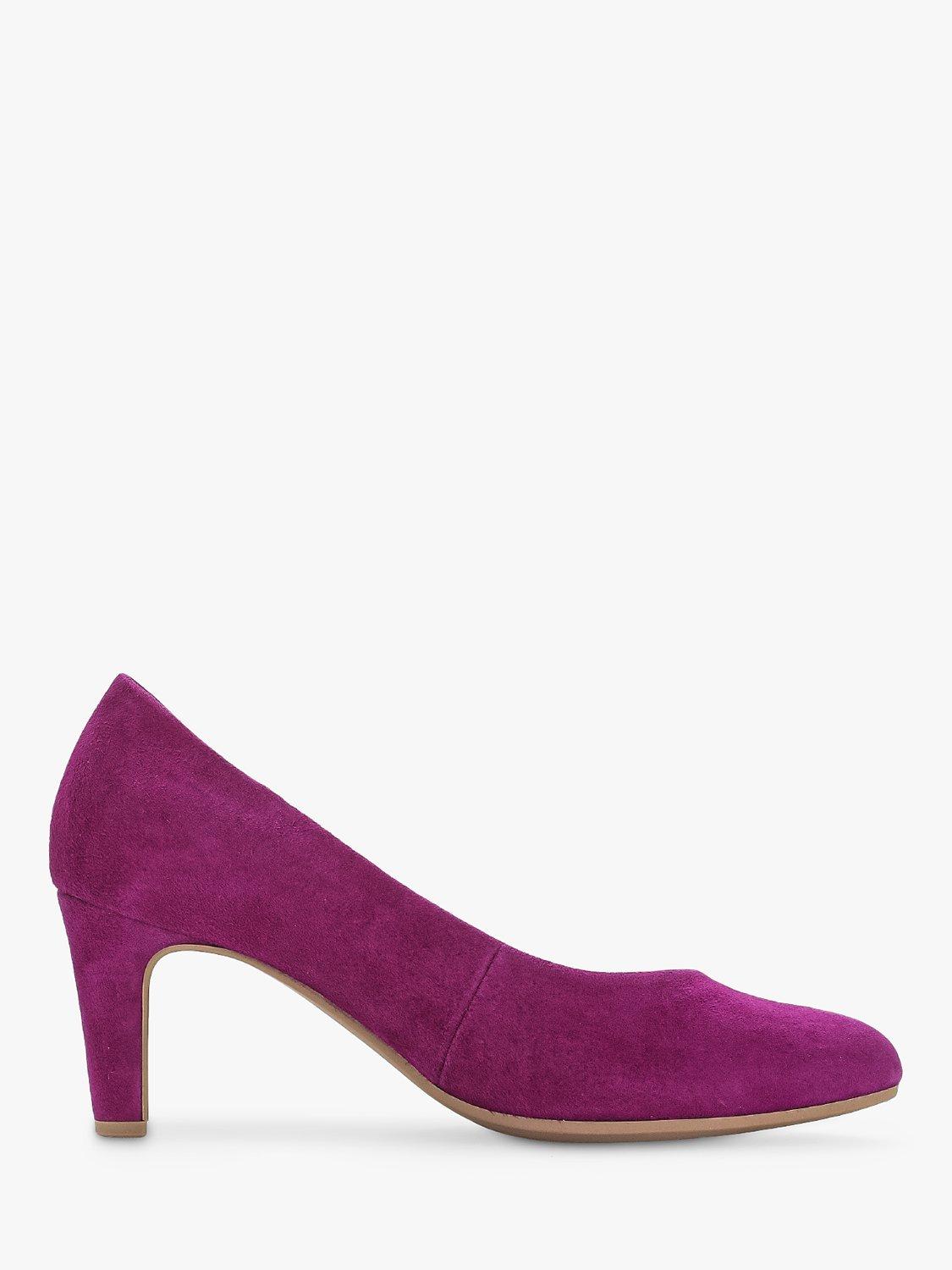 Gabor Edina Suede Cone Heel Court Shoes, Orchid