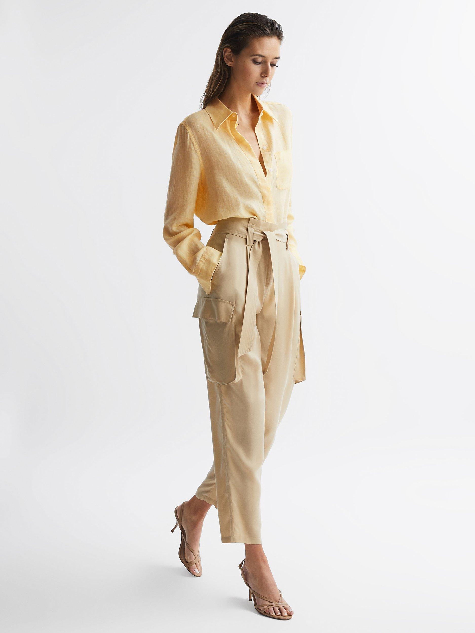 Reiss Campbell Linen Shirt, Lemon