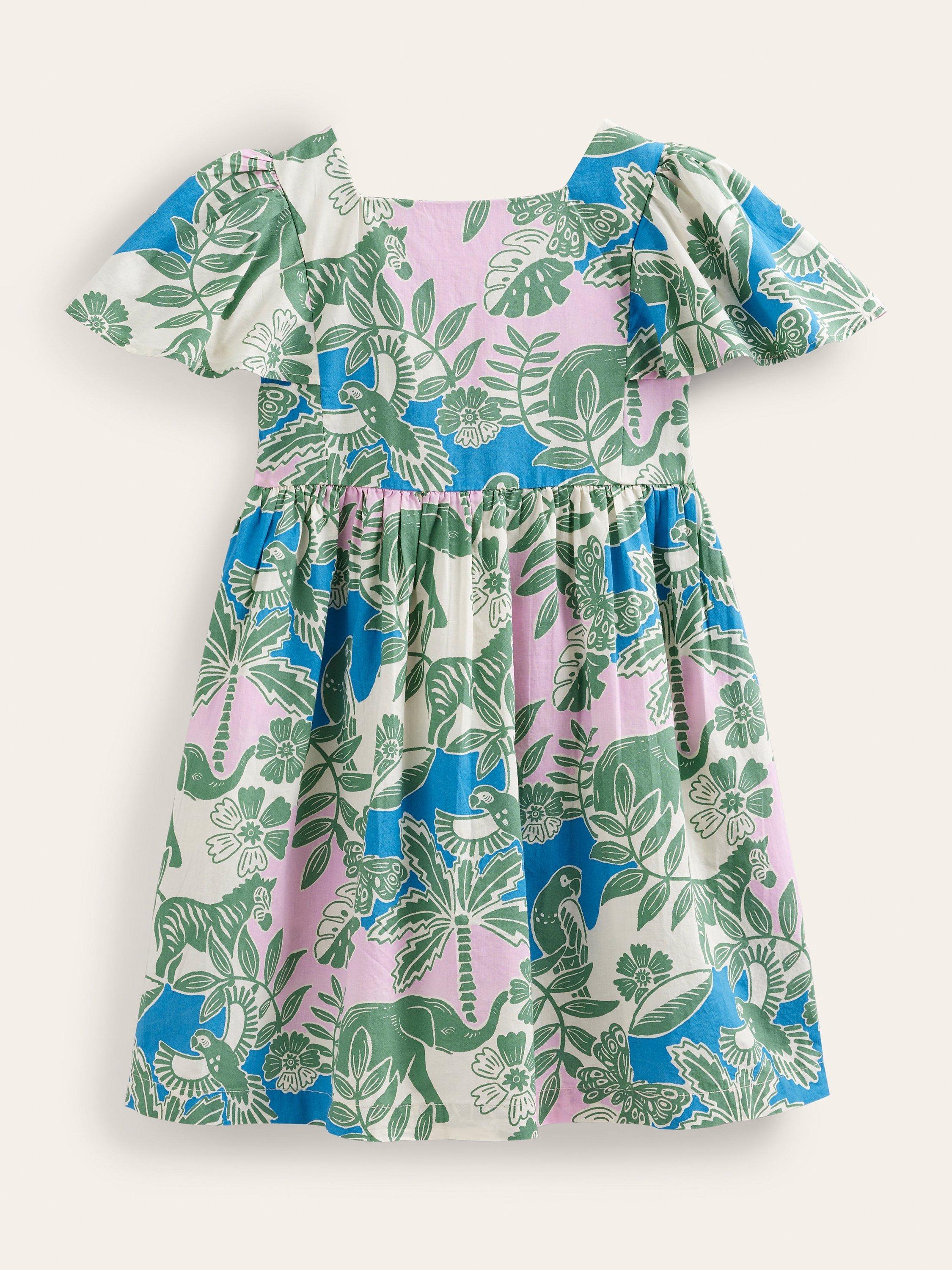 Mini Boden Kids' Jungle Print Dress, Rosemary