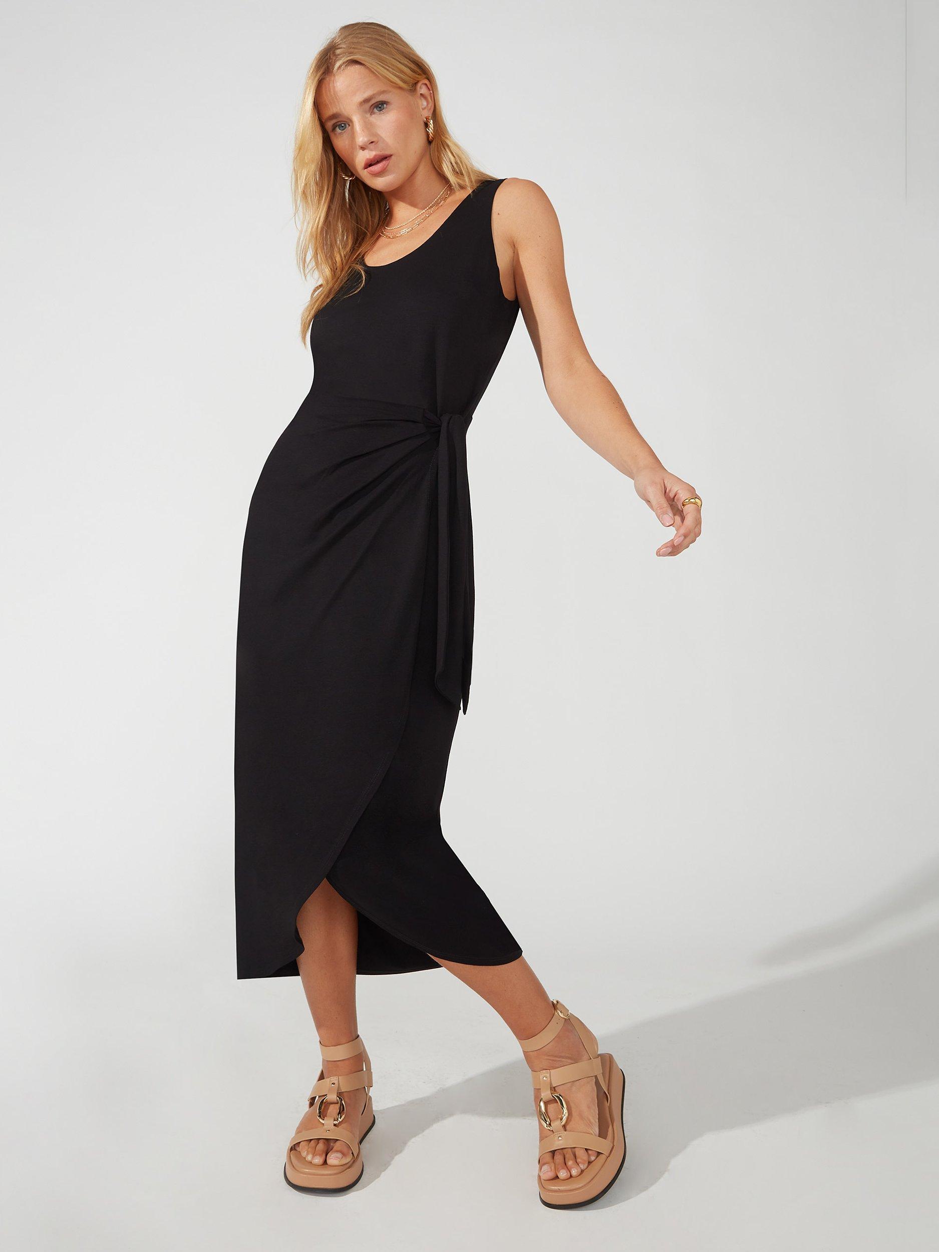 Ro&Zo Jersey Wrap Skirt Dress, Black