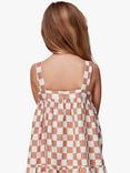 Whistles Kids' Avery Linen Blend Checkerboard Sleeveless Dress, Multi