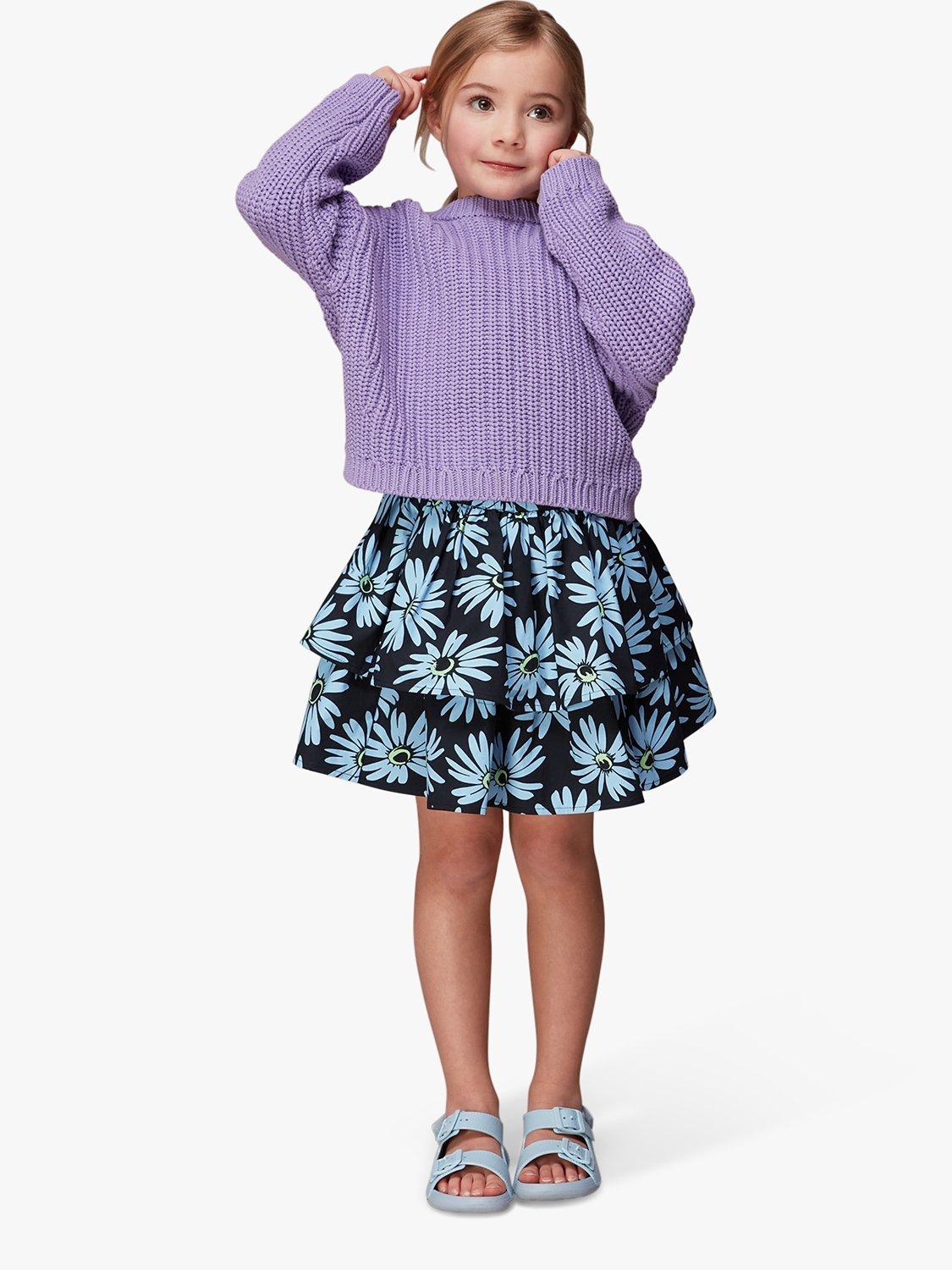 Whistles Kids' Daisy Print Ra-Ra Skirt, Blue/Multi