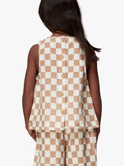 Whistles Kids' Linen Blend Checkerboard Sleeveless Top, Multi - view 2, Multi
