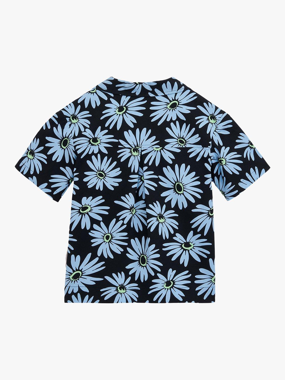 Product image 4 of 5, which shows Whistles Kids' Sonny Daisy Print Shirt, Blue/Multi, 3-4 years