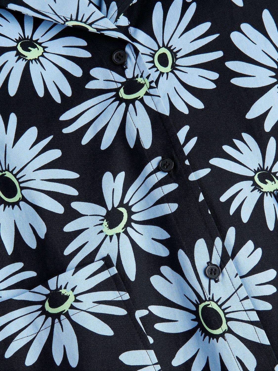 Product image 5 of 5, which shows Whistles Kids' Sonny Daisy Print Shirt, Blue/Multi, 3-4 years