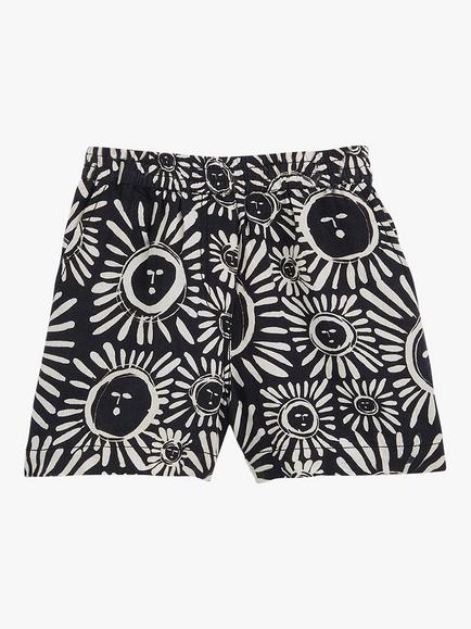 Whistles Kids' Sunman Sunny Linen Blend Shorts, Black/Multi - view 2, Black/Multi