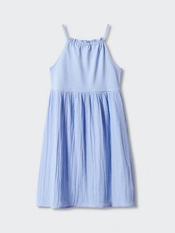Mango Cotton Halt Dress - view 2, Medium Blue