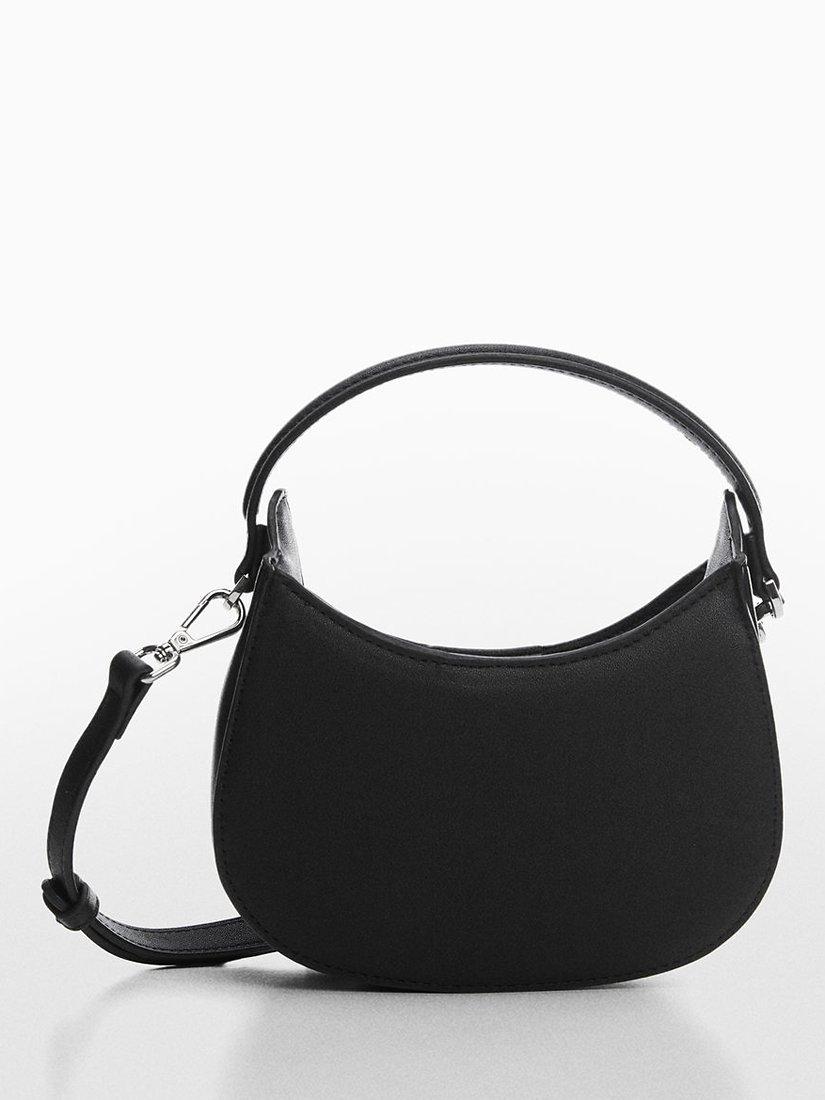 Mango Faux Leather Cross Body Bag, Black