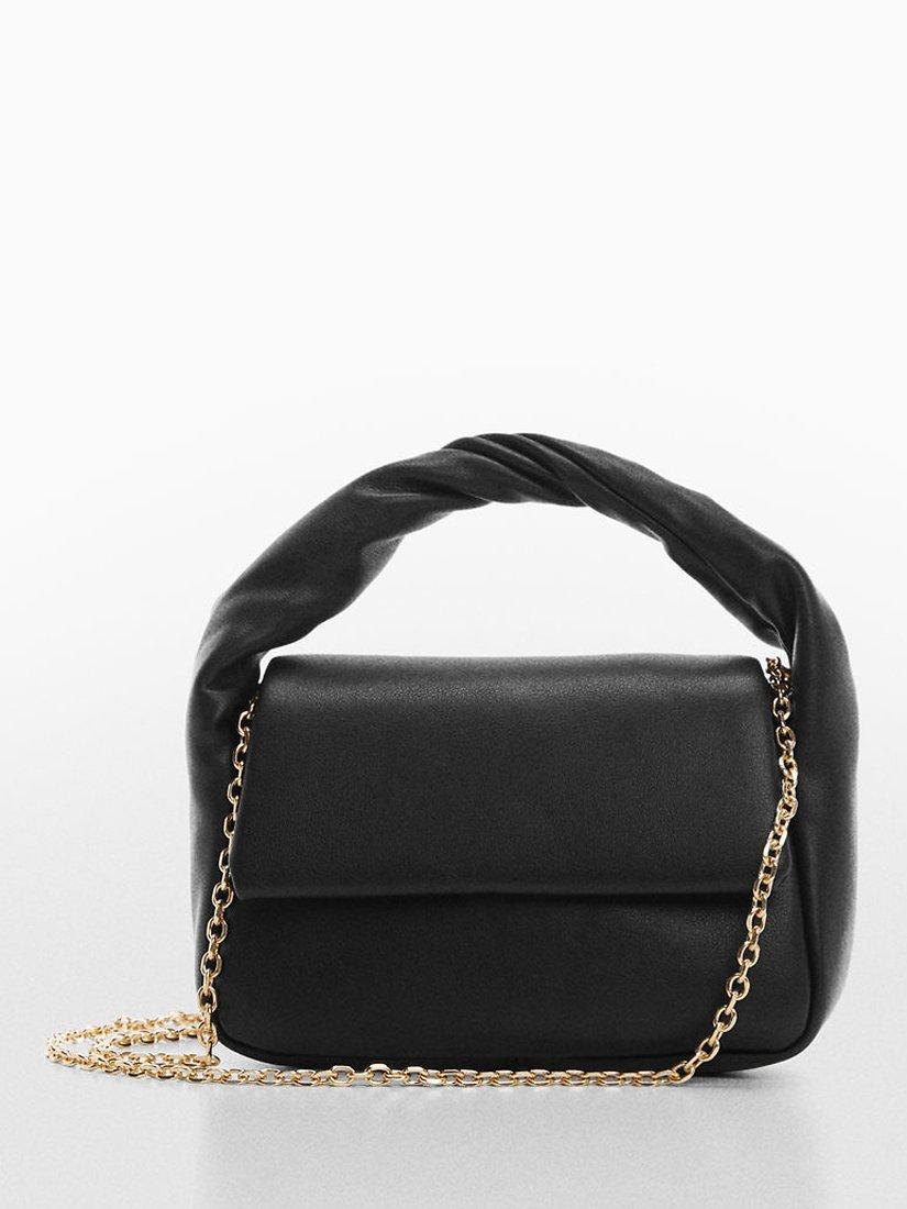 Mango Faux Leather Grab Bag, Black