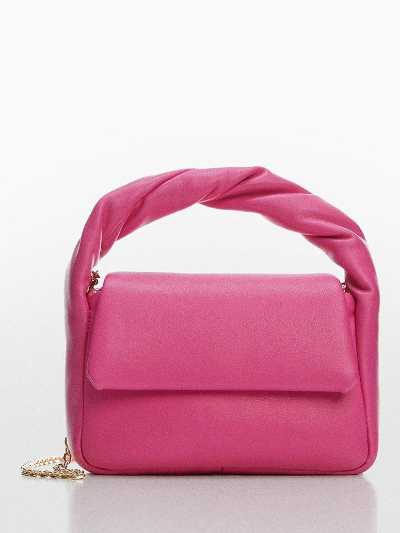 Mango Faux Leather Grab Bag, Bright Pink