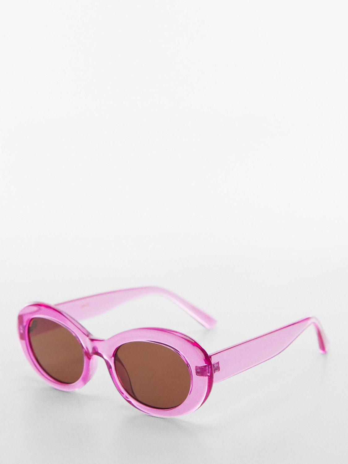 Mango Women's Jane Oval Sunglasses, Pink/Brown, One Size