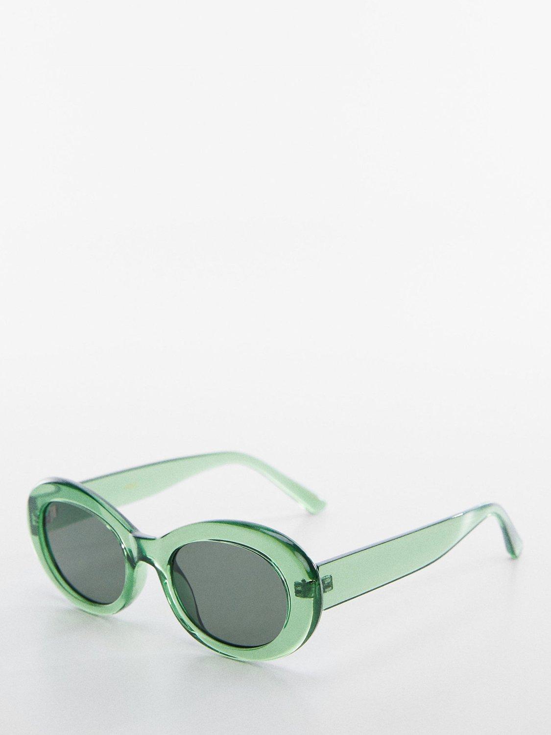 Mango Women's Jane Oval Sunglasses, Green, One Size