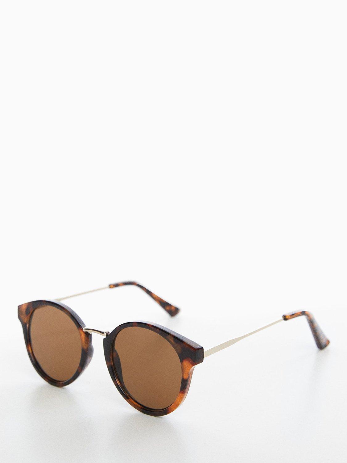 Mango Women's Aqua Oval Sunglasses, Dark Brown/Brown, One Size