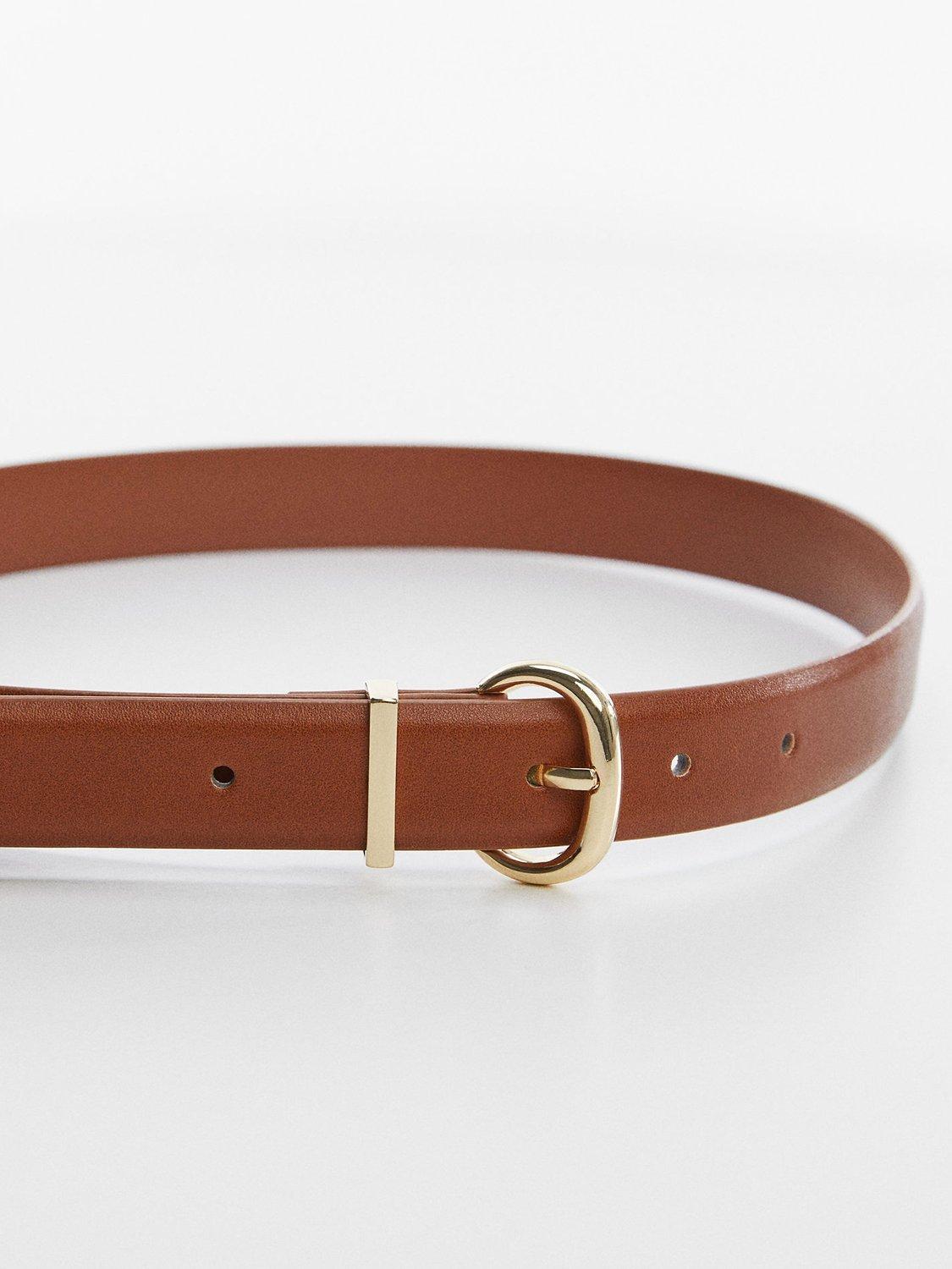 Mango Oval Buckle Belt, Brown