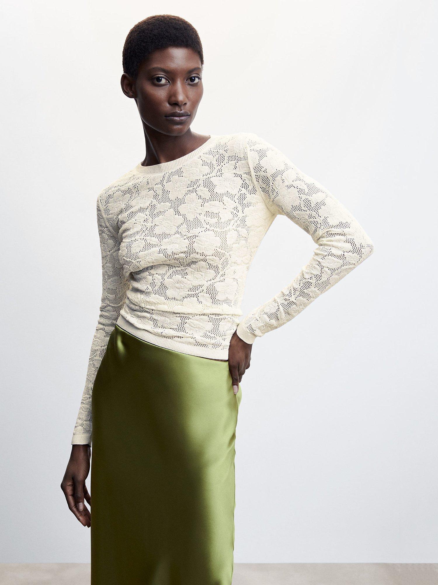 Mango Flori Jumper, Light Beige