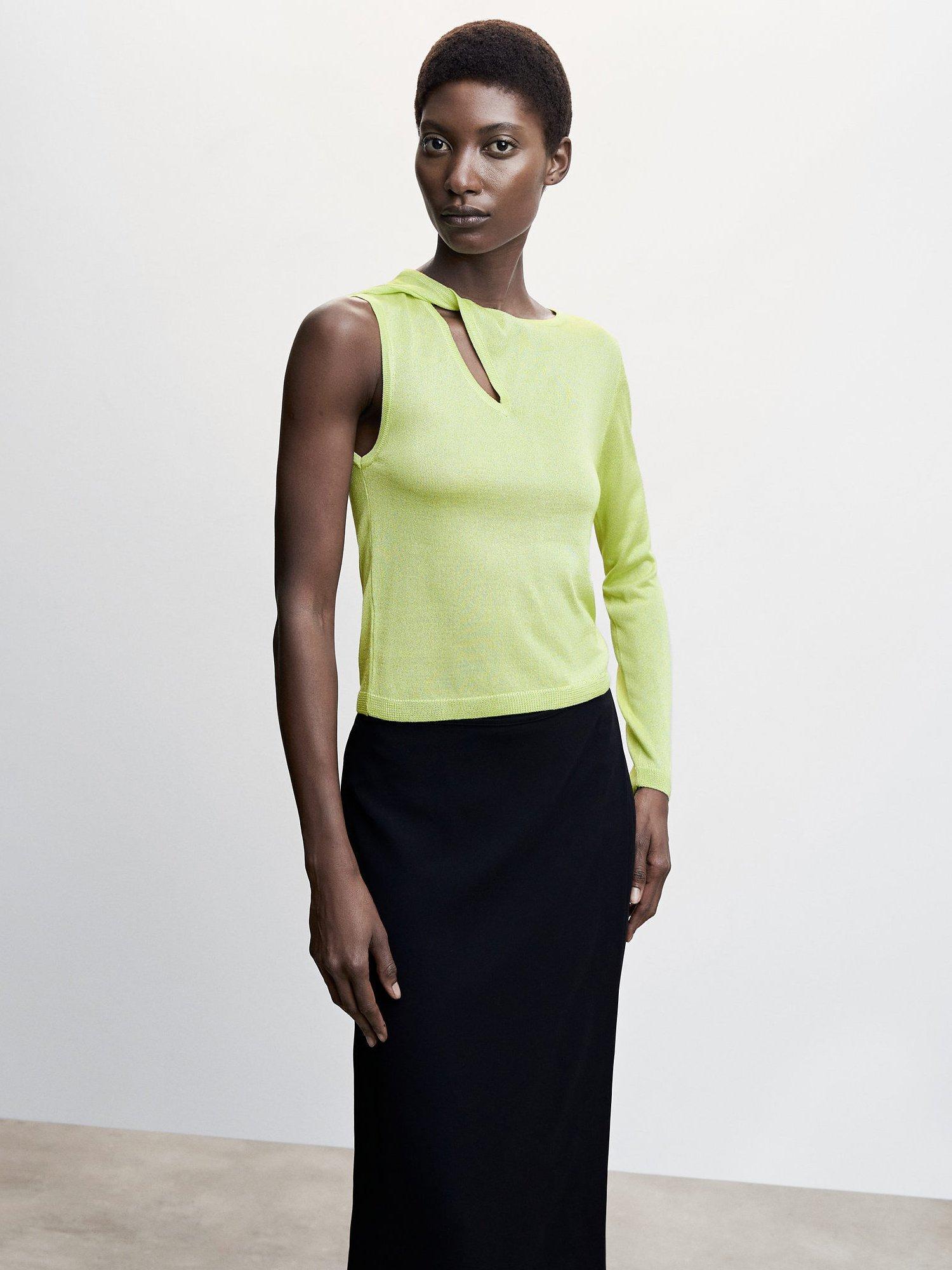 Mango Asymmetric Jumper, Bright Yellow