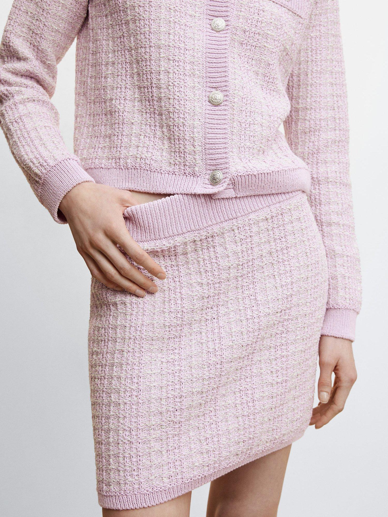 Mango Malvi Tweed Miniskirt, Pastel Purple