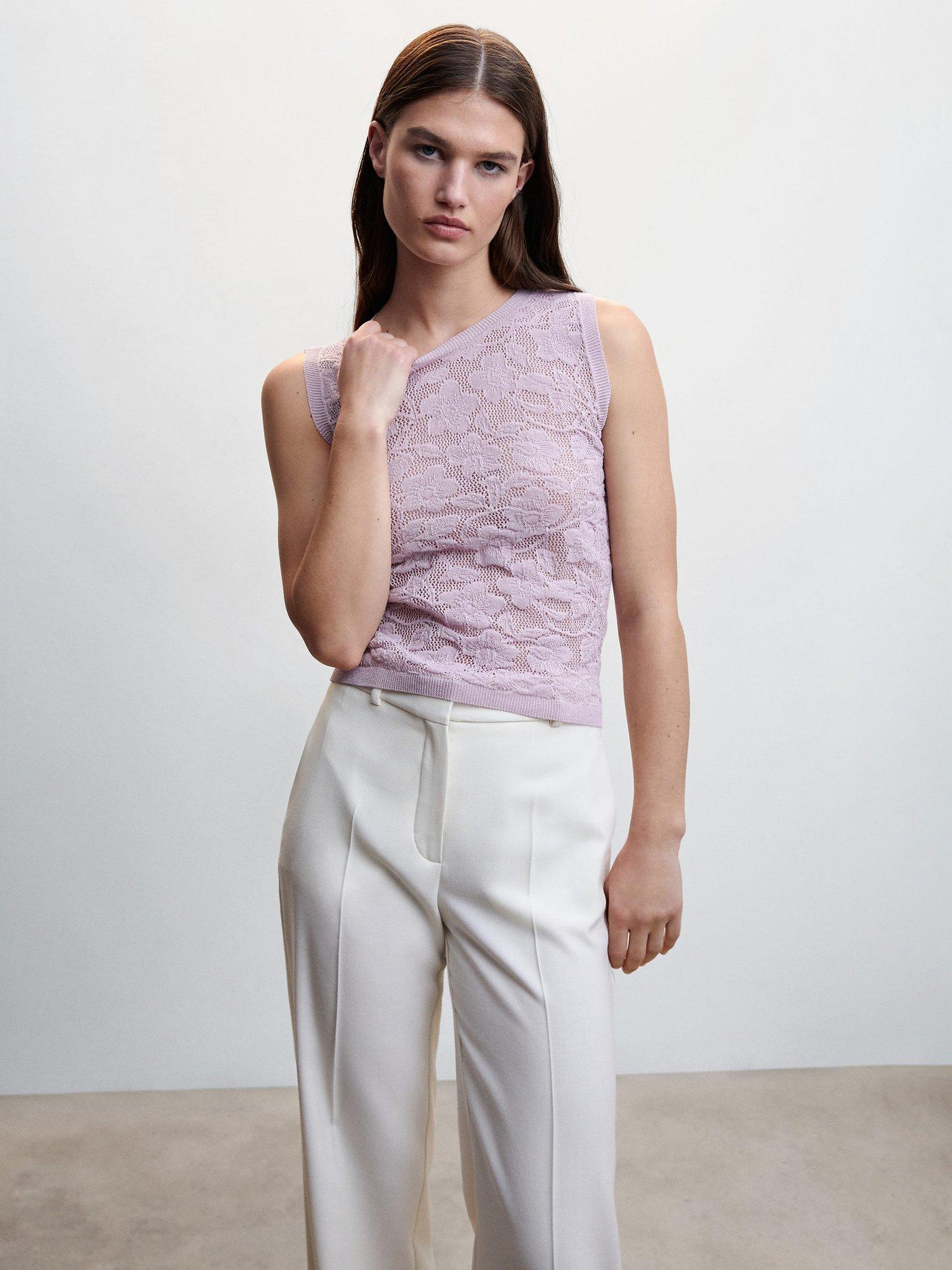 Mango Floral Lace Vest Top