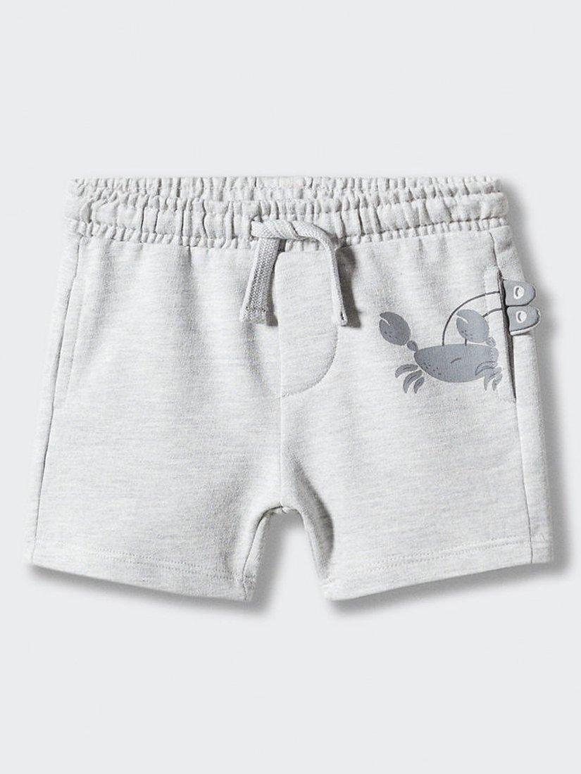 Mango Kids' Playa Crab Bermuda Shorts, Medium Grey