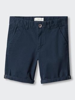 Mango Kids' Pico Chino Shorts - view 2, Navy