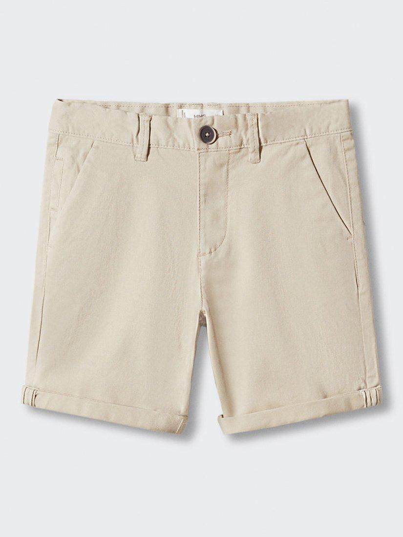 Mango Kids' Pico Cotton Bermuda Shorts, Light Beige