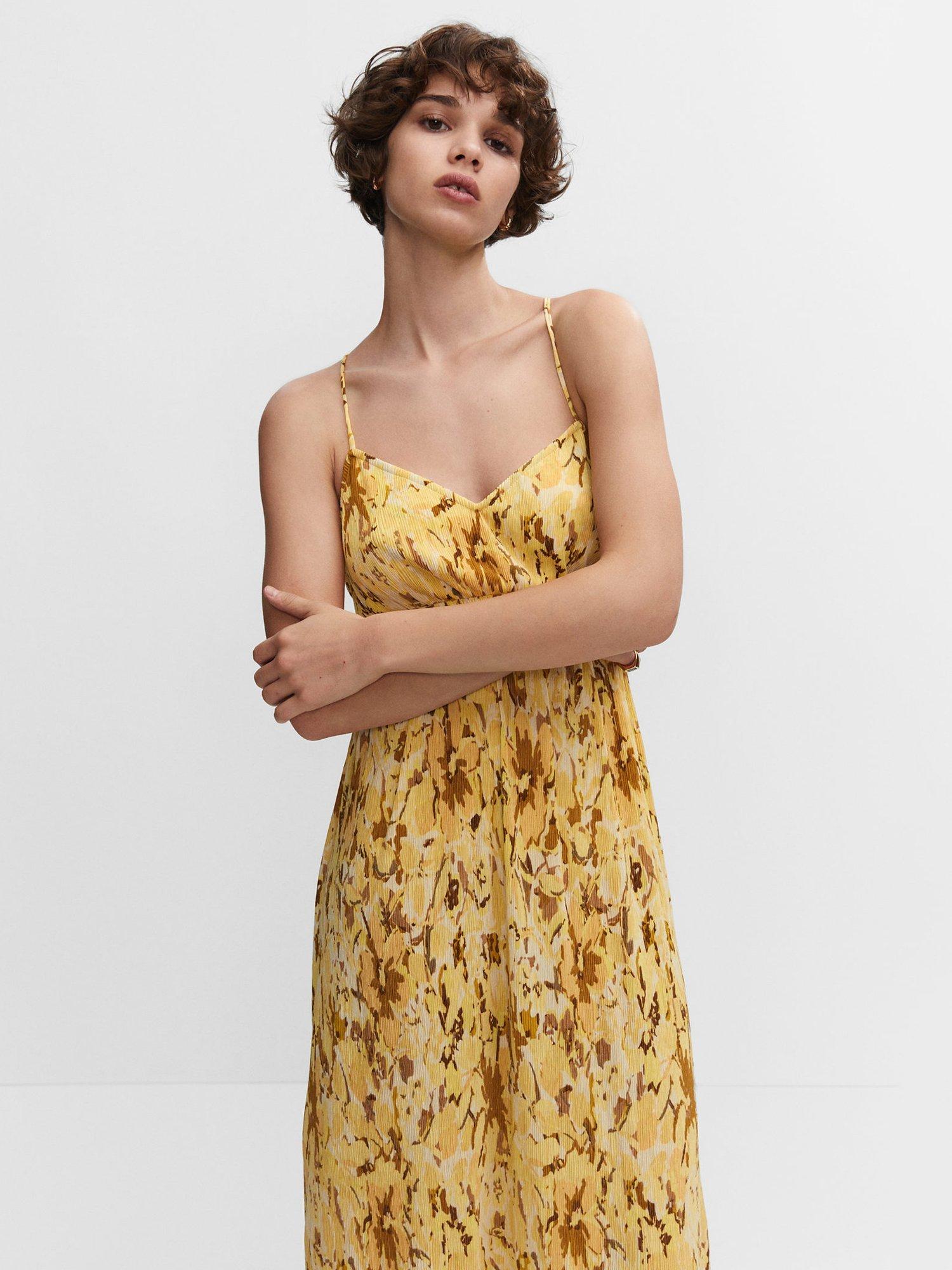 Mango Polimo Midi Dress, Yellow