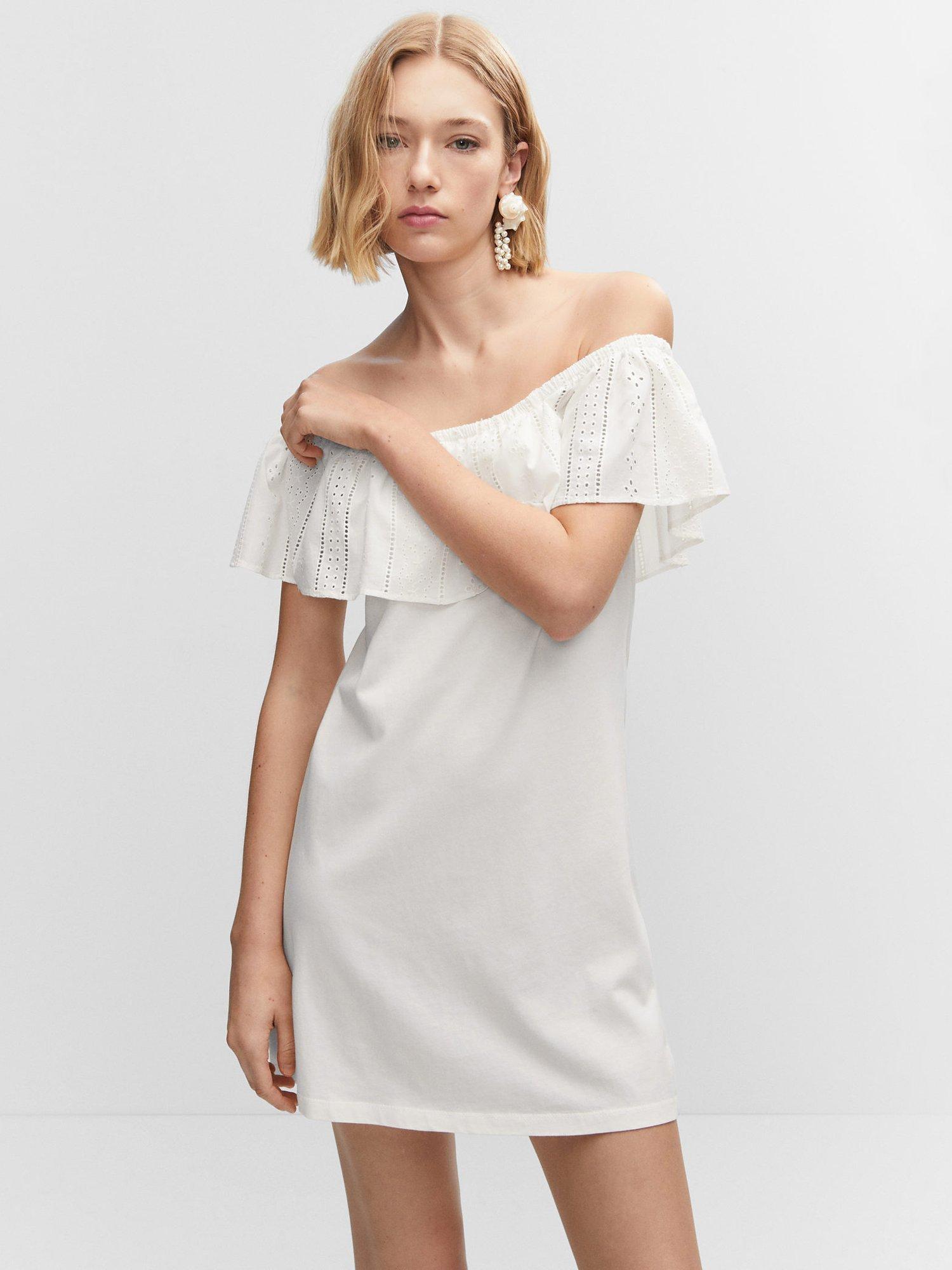 Mango Vola Cotton Mini Dress, White