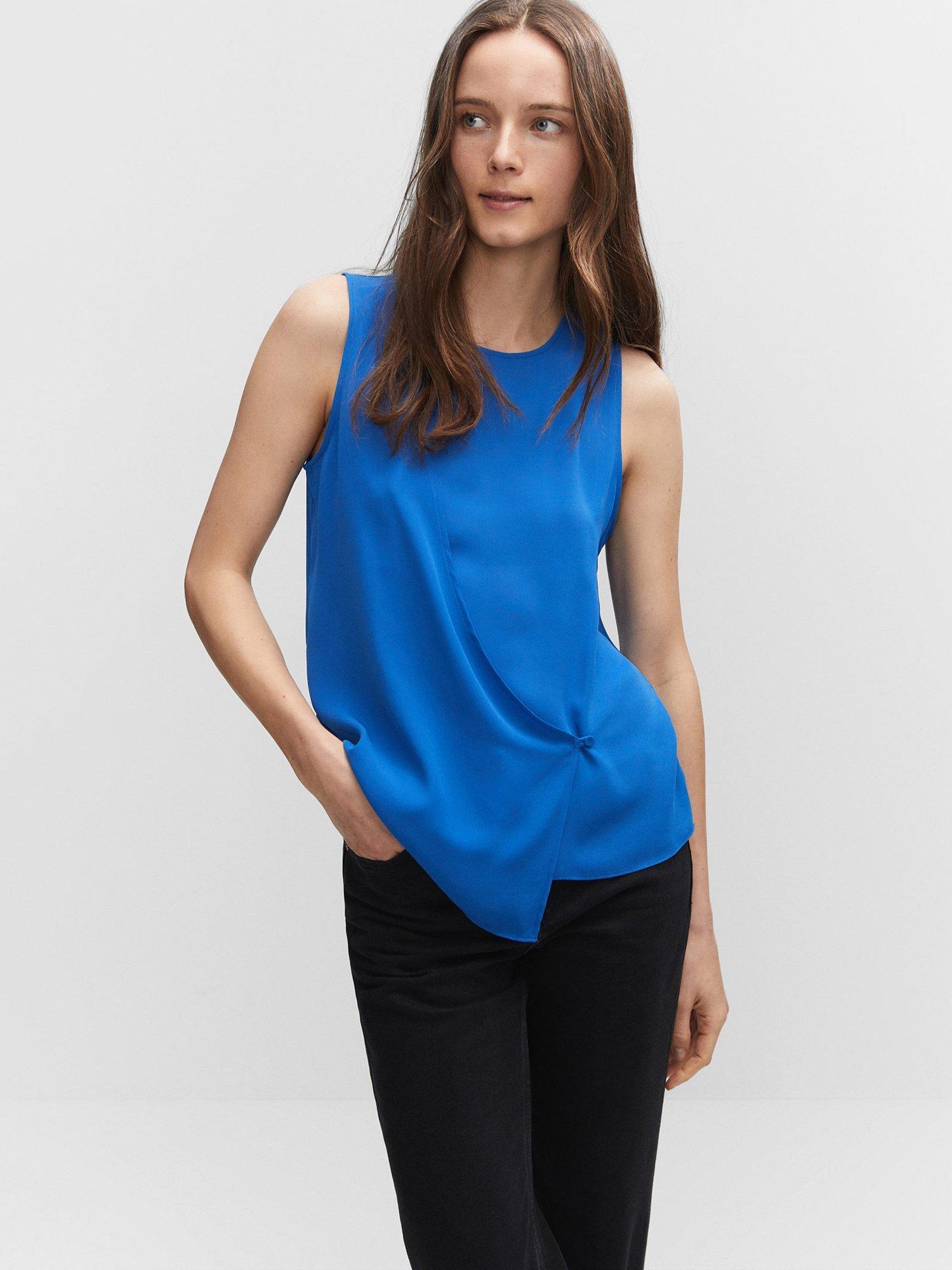 Mango Drape Detail Sleeveless Blouse