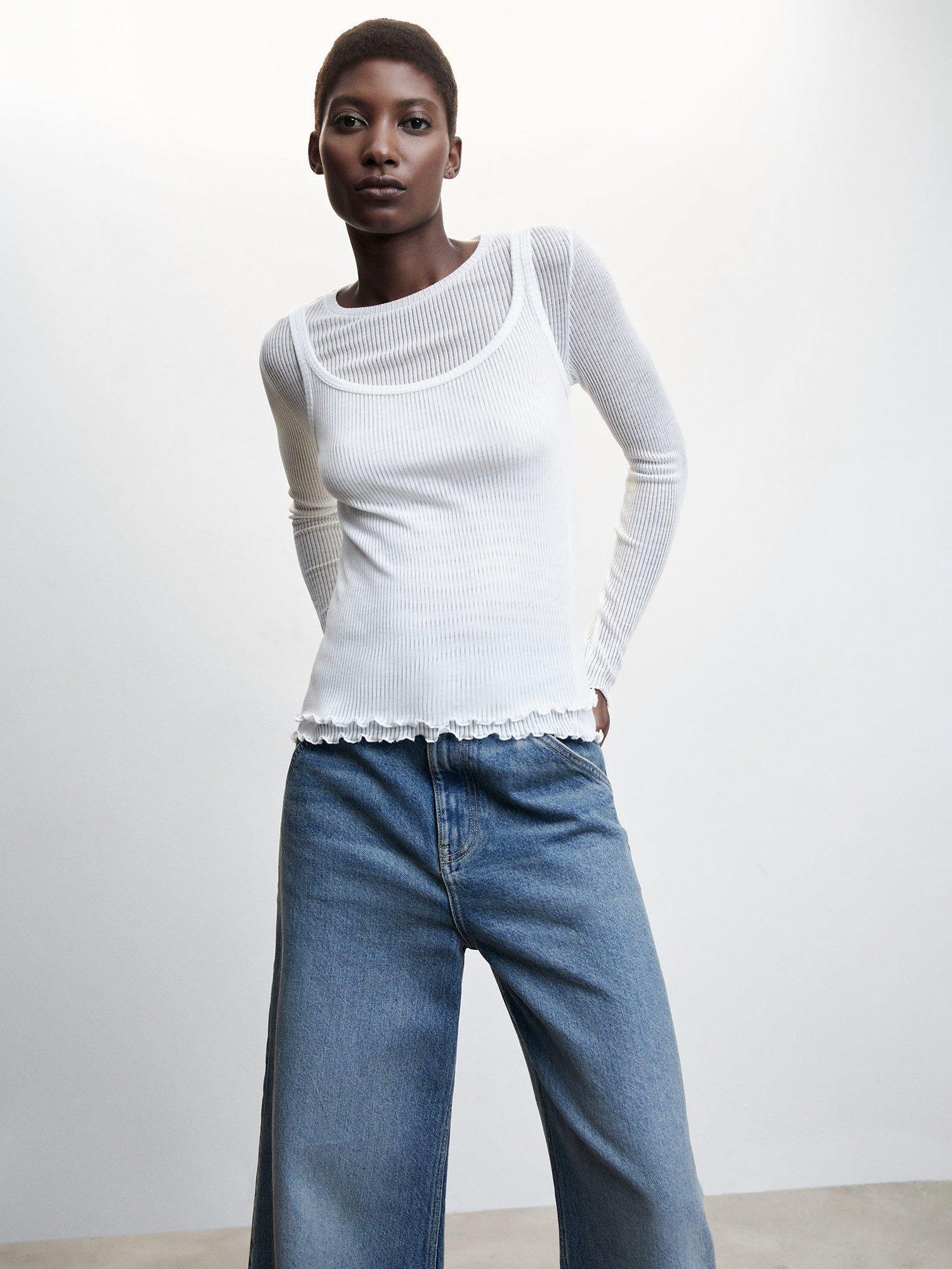 Mango Britney Long Sleeve Top, White
