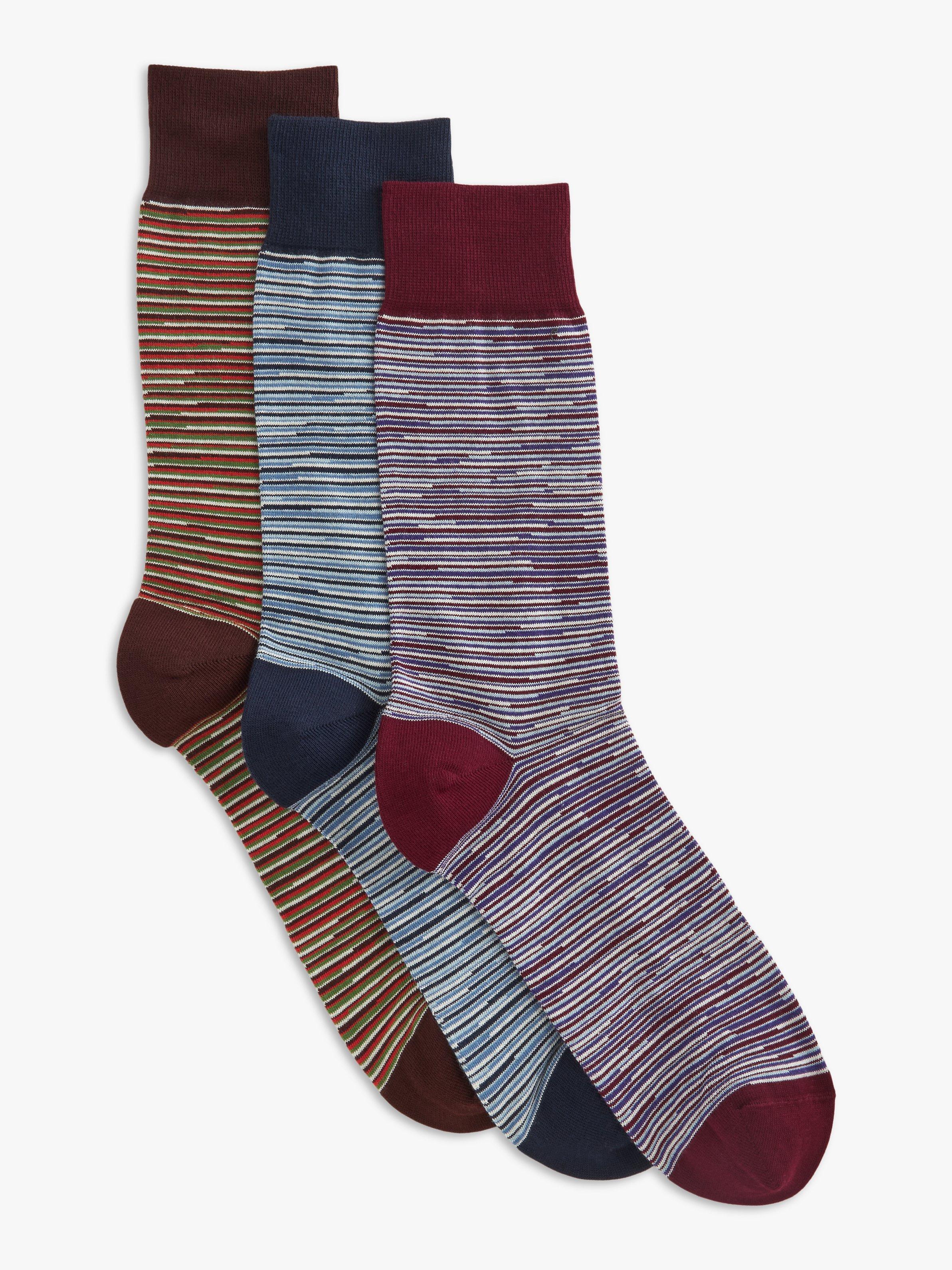 John Lewis Made in Italy Premium Space Dyed Cotton Blend Socks, Pack of 3, Multi