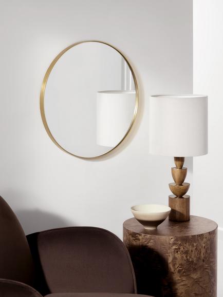 John Lewis Scandi Metal Round Wall Mirror - view 2, Gold