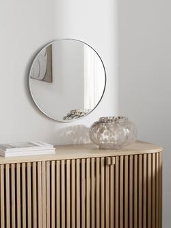 John Lewis Scandi Metal Round Wall Mirror - view 2, Silver
