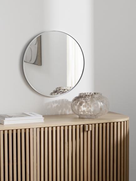 John Lewis Scandi Metal Round Wall Mirror - view 2, Silver