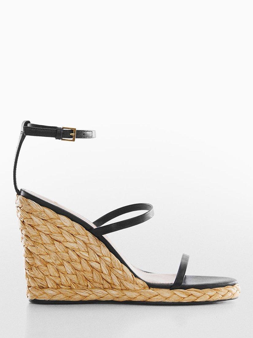 Mango Wedge Heel Sandals, Black