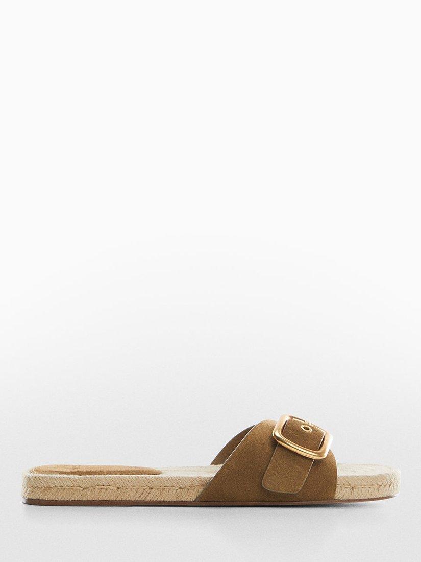 Mango Nani Suede Sliders, Beige