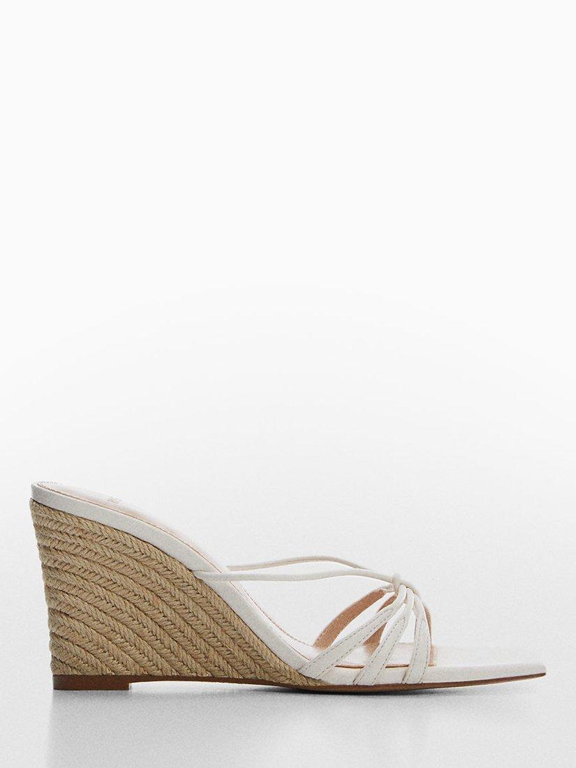 Mango Tamy Wedge Heel Sandals, White