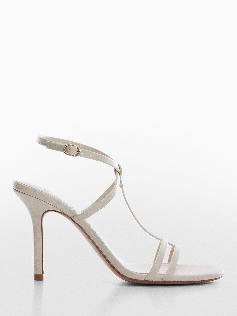 Mango Lucia T-Bar Stiletto Heel Sandals, Light Beige