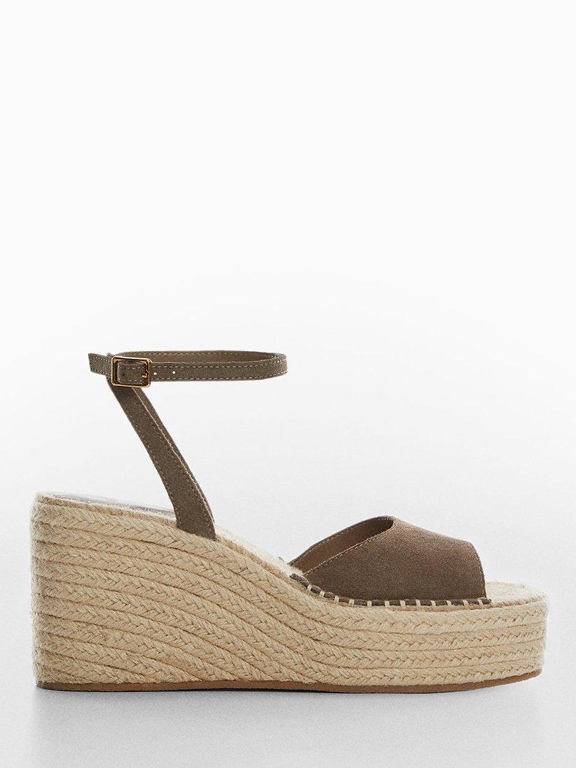 Mango Alex Suede Espadrilles, Light Beige
