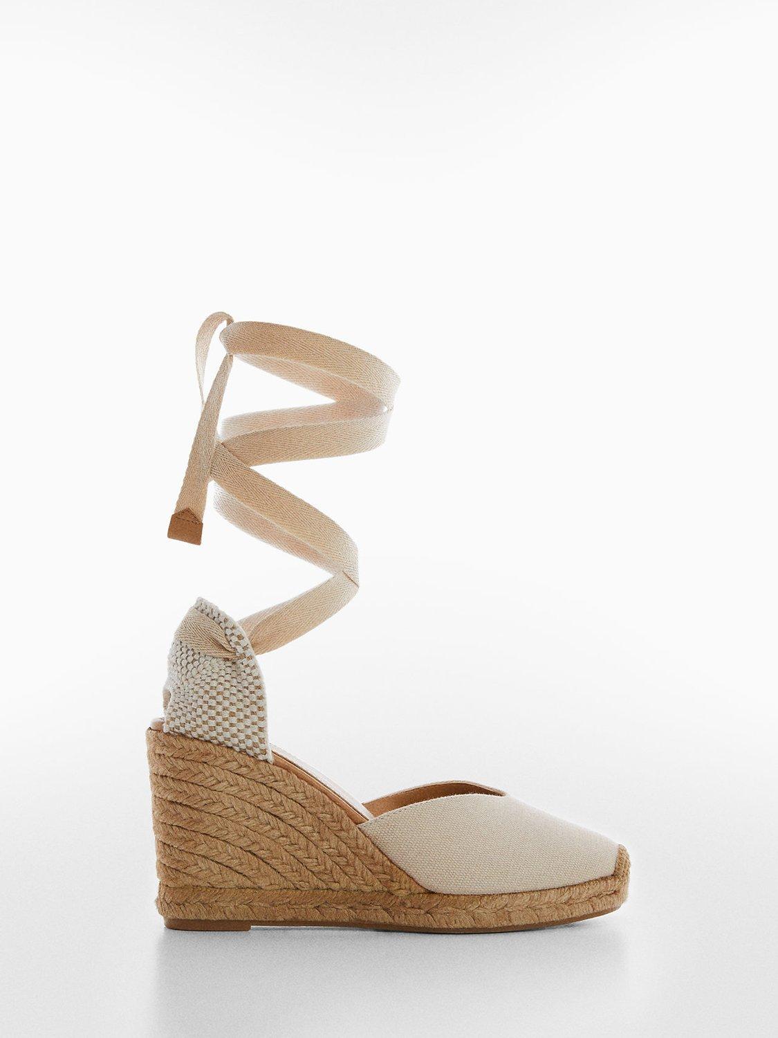 Mango Cabo Espadrille Wedge Heel Sandals, Light Beige