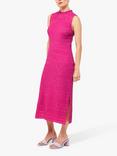 Whistles Petite Maya Plisse Dress, Pink