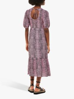 Whistles Sketched Cheetah Print Midi Dress, Pink/Multi - view 2, Pink/Multi