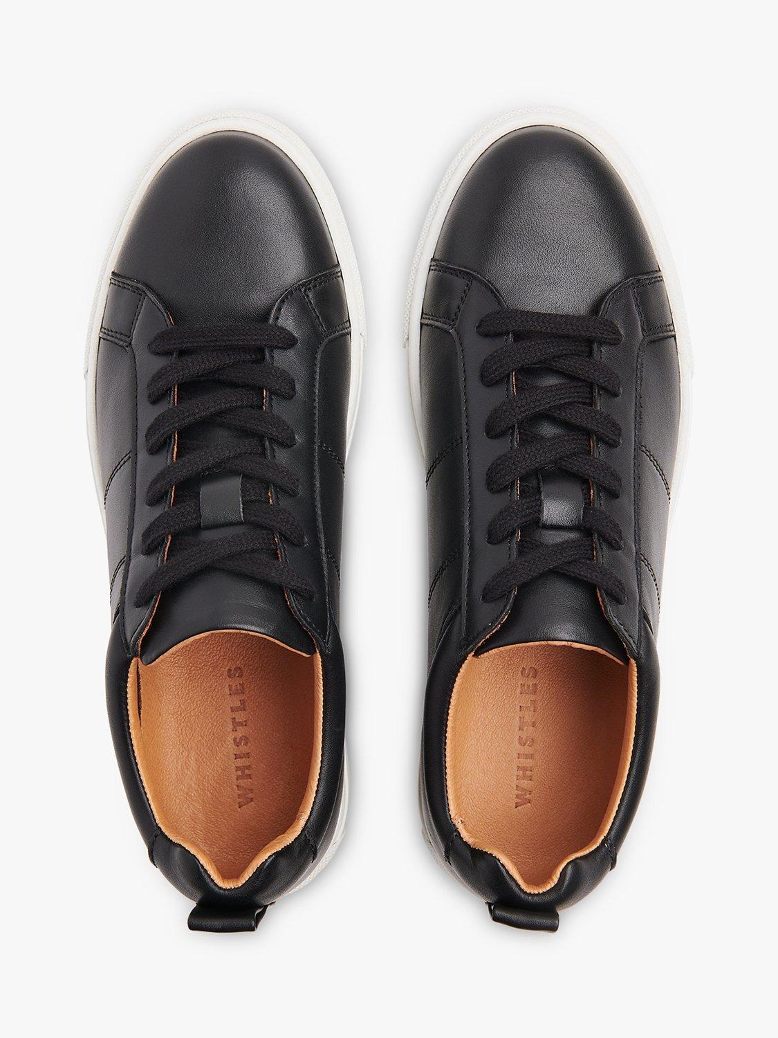 Product image 2 of 5, which shows Whistles Koki Lace Up Low Top Leather Trainers, Black, 3