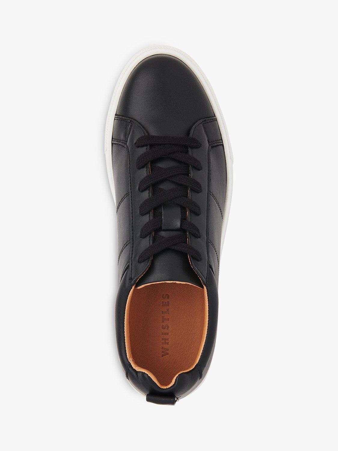 Product image 4 of 5, which shows Whistles Koki Lace Up Low Top Leather Trainers, Black, 3